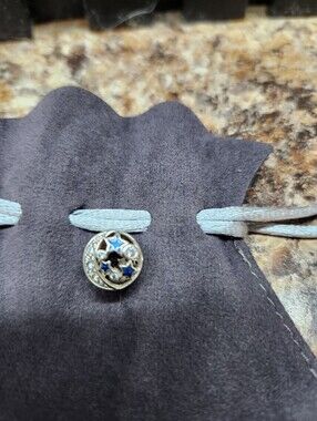 Pandora Sterling Silver Blue Enamel Moon & Star Charm- RETIRED